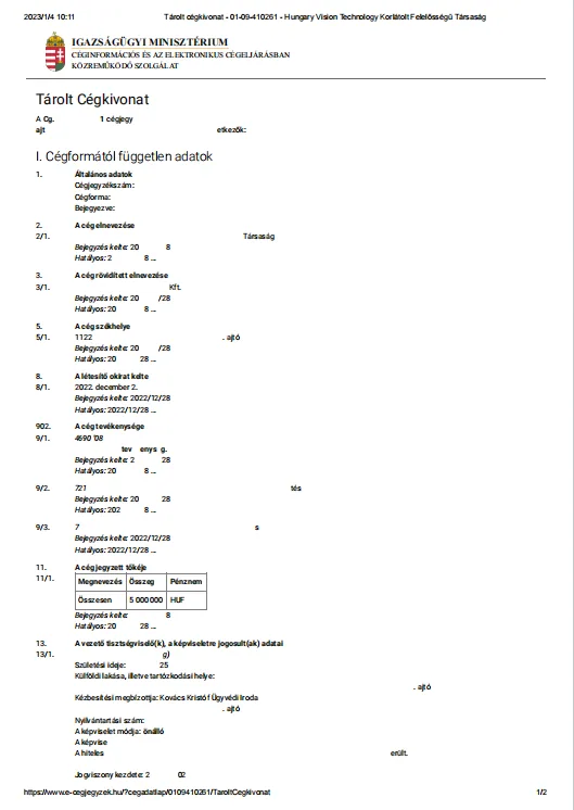 Hungary Company Register Extract